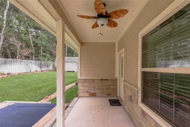 view of patio / terrace with ceiling fan