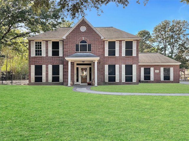 colonial house with a front lawn