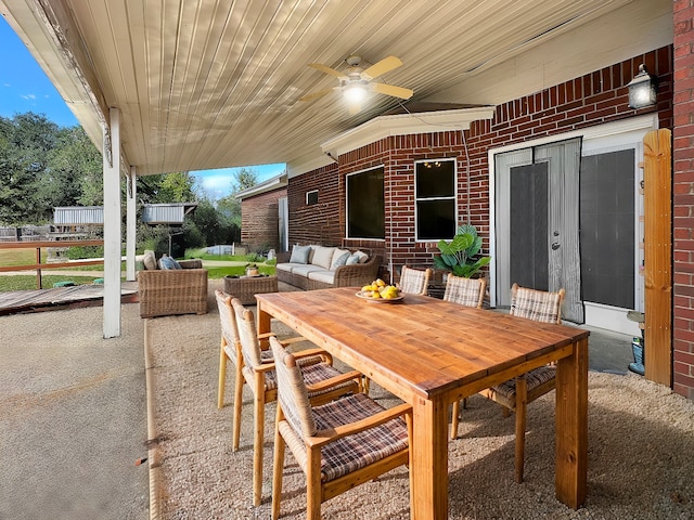 view of patio / terrace featuring outdoor lounge area and ceiling fan