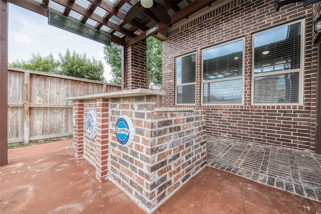 view of patio / terrace featuring ceiling fan