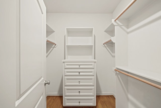 spacious closet featuring light hardwood / wood-style floors