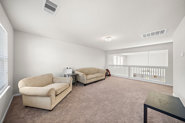 living area with carpet floors