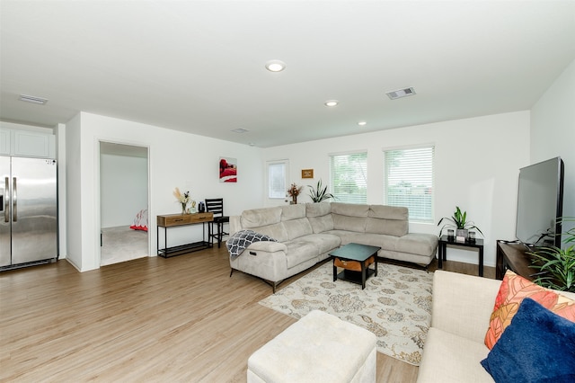 living room with light wood-type flooring