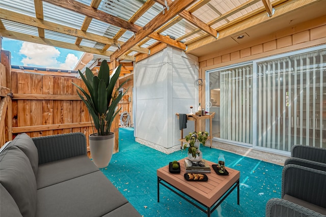 view of patio featuring a pergola