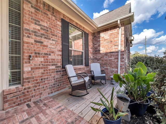 view of patio featuring a wooden deck