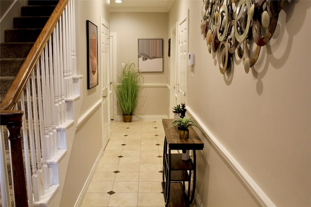 corridor featuring light tile patterned flooring