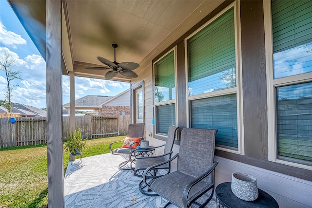 view of patio with ceiling fan