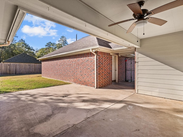 view of patio with ceiling fan