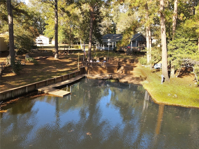 view of dock featuring a water view