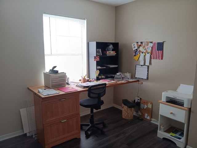 office space featuring dark hardwood / wood-style floors