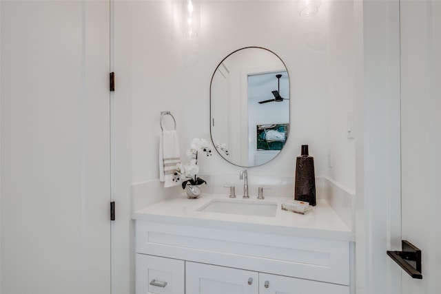 bathroom with vanity and ceiling fan