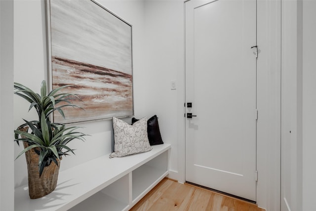 mudroom featuring light wood-style floors