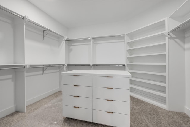 walk in closet with carpet floors