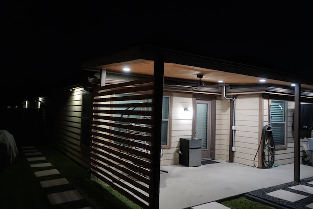 view of patio at twilight