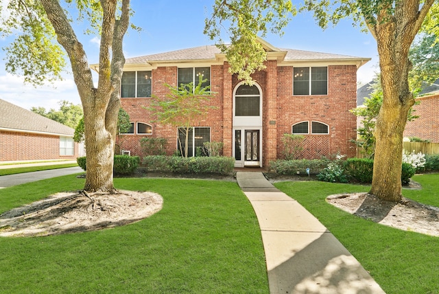 view of front of home with a front yard