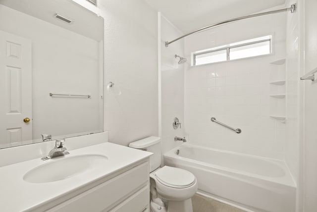 full bathroom with toilet, vanity, and  shower combination