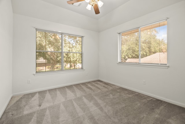 empty room featuring a healthy amount of sunlight and carpet flooring