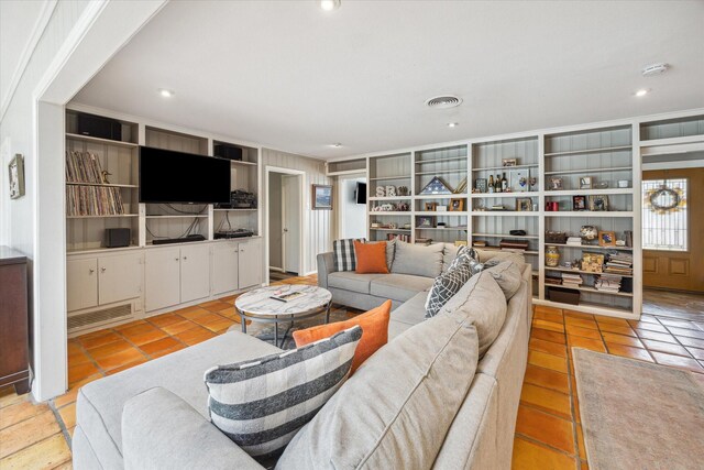 view of tiled living room