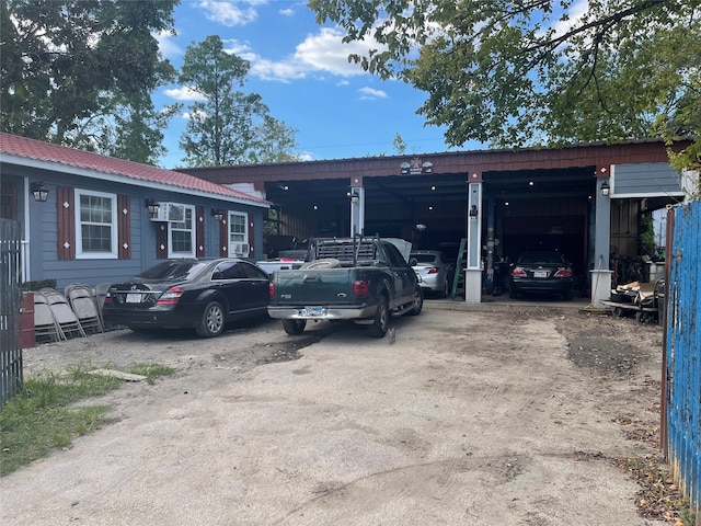 exterior space featuring a garage