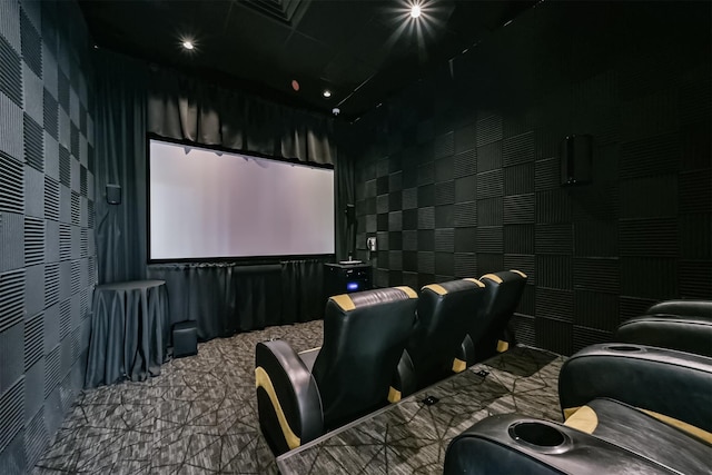 view of carpeted home theater room