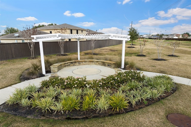 view of patio / terrace featuring a fire pit