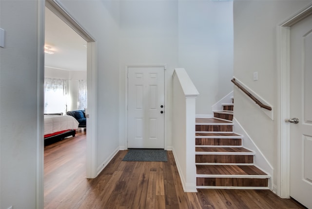 foyer with dark wood-type flooring