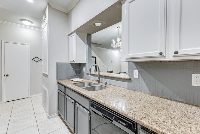 kitchen featuring white cabinets, black dishwasher, and sink