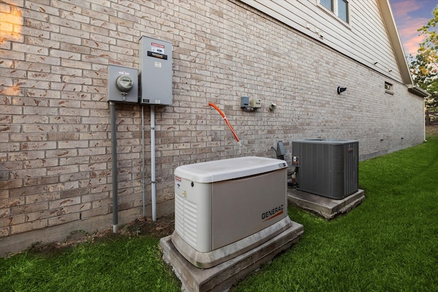 exterior details featuring central air condition unit and carpet floors