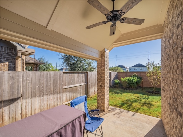 view of patio / terrace featuring ceiling fan