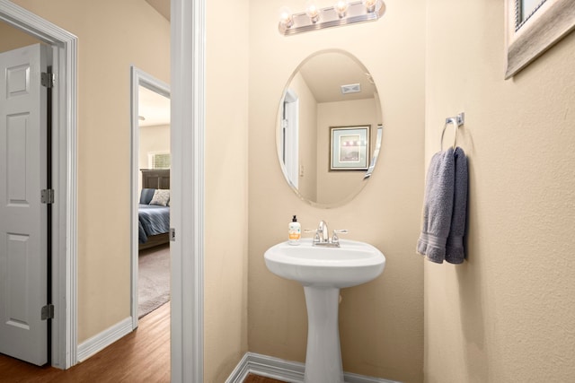 bathroom featuring hardwood / wood-style flooring and sink