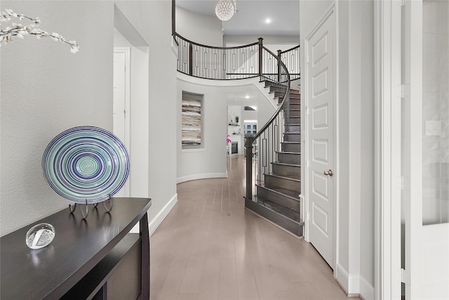 entrance foyer with hardwood / wood-style floors