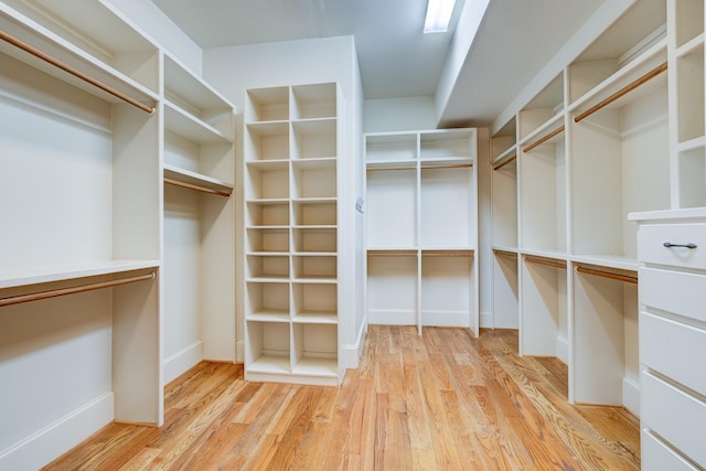 spacious closet with light hardwood / wood-style floors