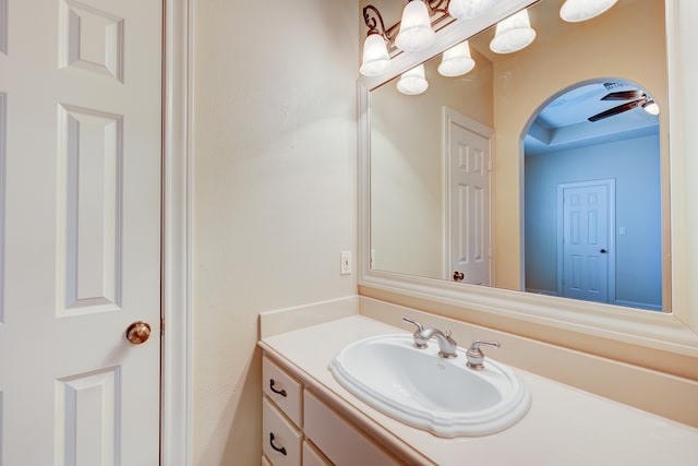 bathroom with vanity and ceiling fan