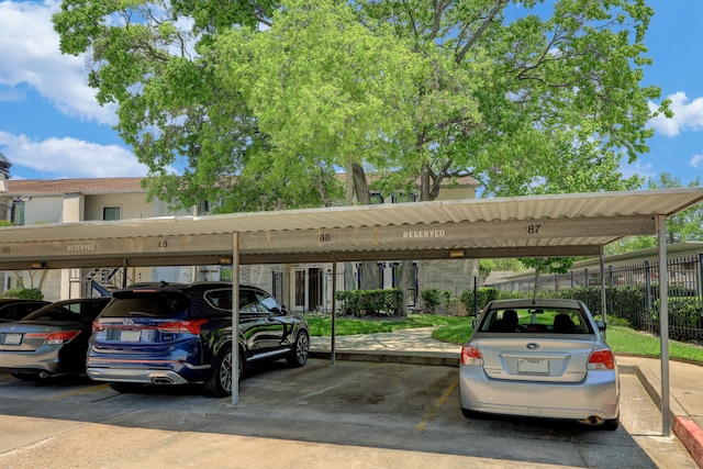 view of car parking with a carport