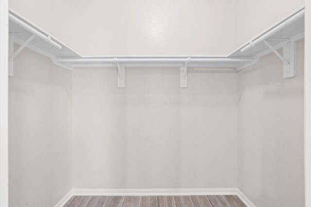 walk in closet with hardwood / wood-style floors