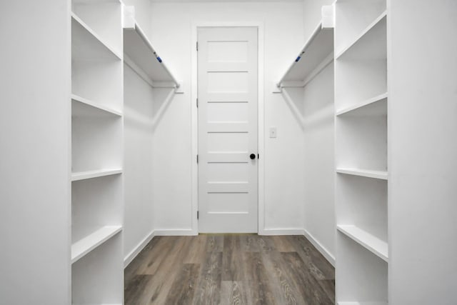 walk in closet featuring dark hardwood / wood-style flooring