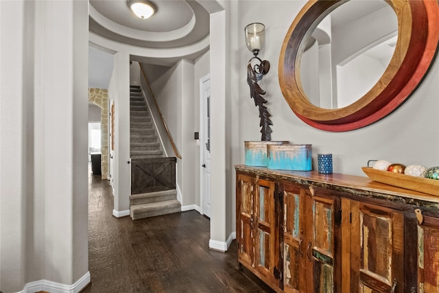 hall featuring dark hardwood / wood-style floors