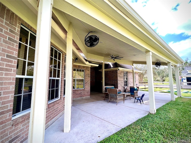 view of patio / terrace with ceiling fan