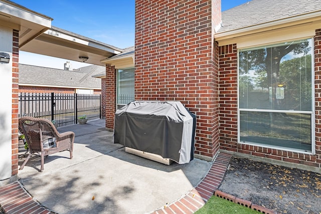 view of patio / terrace featuring a grill