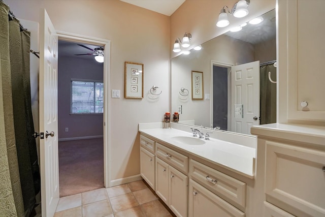 15420 Winterhaven Dr, Tomball, TX 77377 - full bath featuring tile patterned flooring, a ceiling fan, and vanity