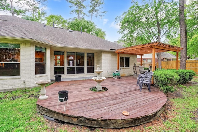 deck featuring a pergola