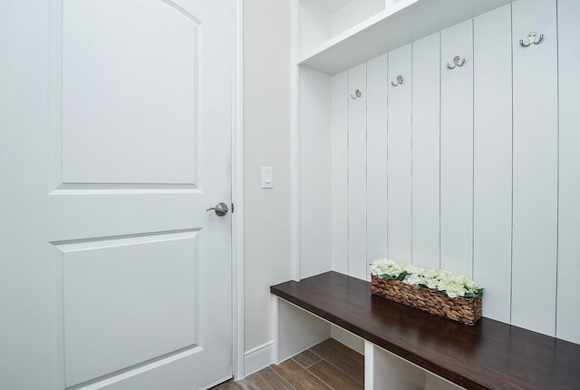 mudroom featuring wood-type flooring