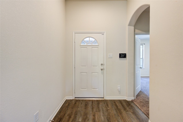 entrance foyer featuring dark wood-type flooring