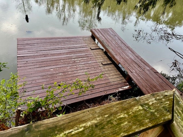 view of dock featuring a water view