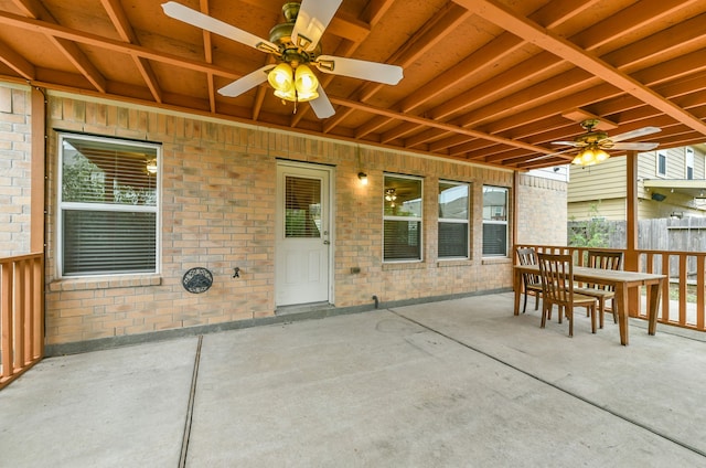 view of patio with ceiling fan