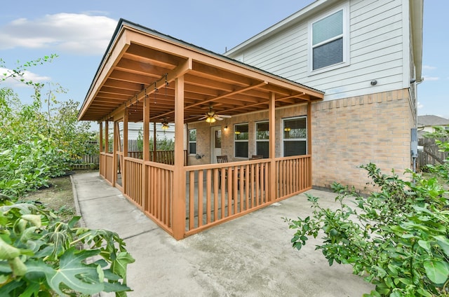 view of patio / terrace featuring ceiling fan