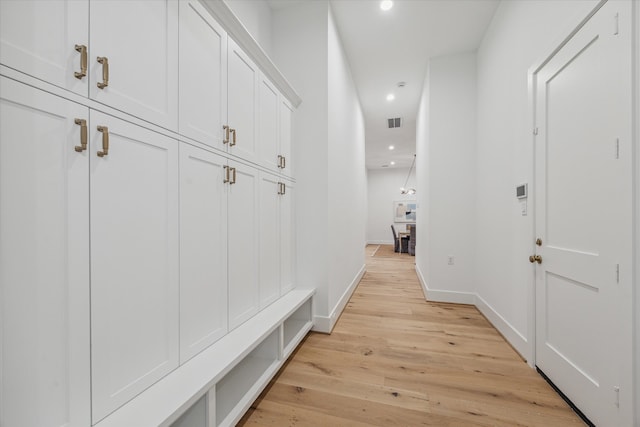 mudroom featuring light wood-type flooring