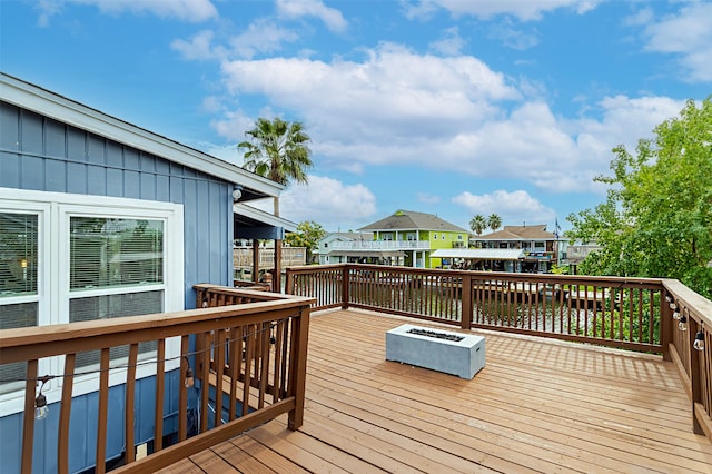 deck featuring a water view