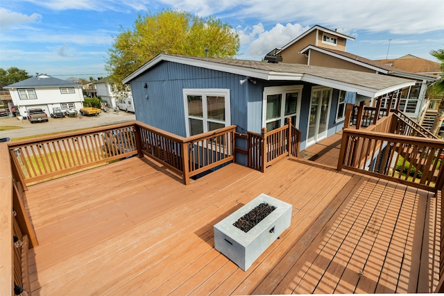 deck with a fire pit