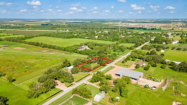 aerial view with a rural view